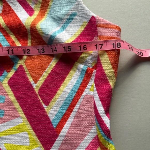 RN Studio Bright Geometric Print Dress With Key Hole Neck Line Size 10 - Picture 9 of 11